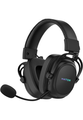 Навушники бездротові Hator Hypergang 2 Tri-mode, Black, Bluetooth / USB 2.4GHz, мікрофон, динаміки 53 мм з неодимовим магнітом, 750 mAh (HTA-950)