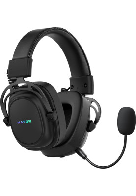 Навушники бездротові Hator Hypergang 2 Tri-mode, Black, Bluetooth / USB 2.4GHz, мікрофон, динаміки 53 мм з неодимовим магнітом, 750 mAh (HTA-950)