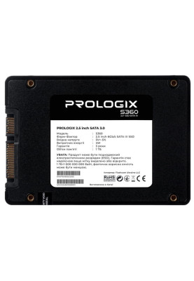Твердотільний накопичувач SSD 1Tb, ProLogix S360, SATA3, 2.5", 3D TLC, 530/510 МБ/с (PRO1000GS360)