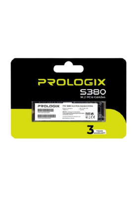 Твердотільний накопичувач SSD 1Tb, ProLogix S380, PCI-E 3.0 x4, M.2 2280, 3D TLC, 3400/2100 МБ/с (PRO1000GS380)