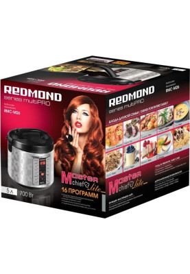 Мультиварка Redmond RMC-M26, Inox/Black, 830W, чаша 5л, дисплей, програм 16, антипригарне покриття, електронне керування, книга рецептів, черпак