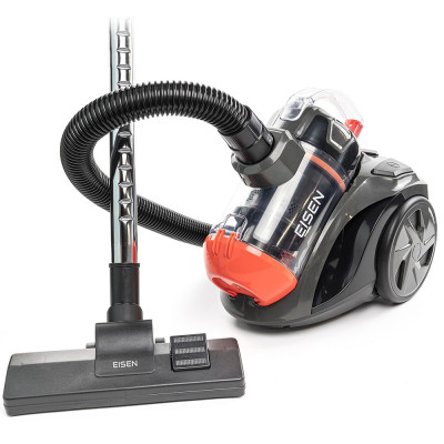 Пилосос Eisen EVC-391O ECO DESIGN, Black/Orange, 900W, контейнер, об'єм пилозбірника 2л, універсальна щітка підлога/килим; 2в1 для м'яких меблів і щілинна, 2xHEPA-фільтри, регулювання потужності на корпусі, технологія Multi-Cyclone