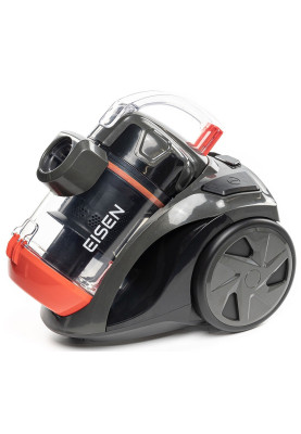 Пилосос Eisen EVC-391O ECO DESIGN, Black/Orange, 900W, контейнер, об'єм пилозбірника 2л, універсальна щітка підлога/килим; 2в1 для м'яких меблів і щілинна, 2xHEPA-фільтри, регулювання потужності на корпусі, технологія Multi-Cyclone