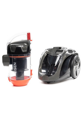 Пилосос Eisen EVC-391O ECO DESIGN, Black/Orange, 900W, контейнер, об'єм пилозбірника 2л, універсальна щітка підлога/килим; 2в1 для м'яких меблів і щілинна, 2xHEPA-фільтри, регулювання потужності на корпусі, технологія Multi-Cyclone