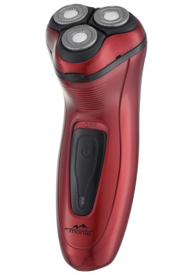 Електробритва Monte MT-5003 R, Red, 3 плаваючі головки для гоління, роторна система гоління, сухе гоління, вбидований тример