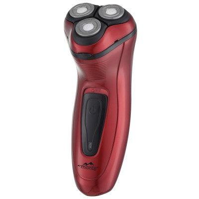 Електробритва Monte MT-5003 R, Red, 3 плаваючі головки для гоління, роторна система гоління, сухе гоління, вбидований тример