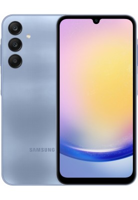 Смартфон Samsung Galaxy A25 5G (A256), Blue, 6.5" (2340x1080, 120 Гц, Super AMOLED), Exynos 1280 (8 ядер), Mali-G68 MP4, 8Gb, 256GB, microSD, 50/8/2Mp + 13Mp, WiFi 5, Bluetooth 5.3, NFC, Type-C, 5000 mAh (25 Вт), Android 14 (SM-A256BZBHEUC)