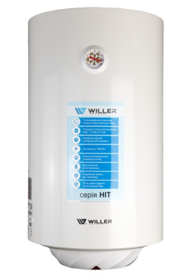 Водонагрівач Willer EV30R-HIT, White, 1500W, 30л, вертикальний, мокрий ТЕН, механічне керування, зовнішній терморегулятор, бак титанокварцова емаль, C, 57х34х35.2см