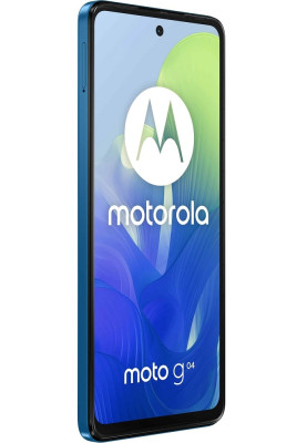 Смартфон Motorola G04, Satin Blue, 2 Nano-SIM, 6.56" (1612х720, IPS), Unisoc Tiger T606 (8x1.6GHz), RAM 4GB, ROM 64GB, MicroSD (до 1 ТБ), GPS, WiFi, Bluetooth, 16Mp + 5Mp, 5000 mAh, Type-C, IP52, Android 14 (PB130045RS)