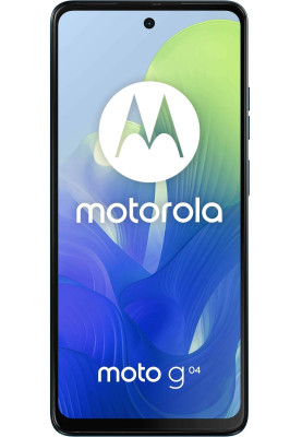 Смартфон Motorola G04, Satin Blue, 2 Nano-SIM, 6.56" (1612х720, IPS), Unisoc Tiger T606 (8x1.6GHz), RAM 4GB, ROM 64GB, MicroSD (до 1 ТБ), GPS, WiFi, Bluetooth, 16Mp + 5Mp, 5000 mAh, Type-C, IP52, Android 14 (PB130045RS)