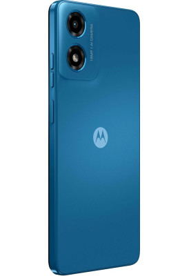 Смартфон Motorola G04, Satin Blue, 2 Nano-SIM, 6.56" (1612х720, IPS), Unisoc Tiger T606 (8x1.6GHz), RAM 4GB, ROM 64GB, MicroSD (до 1 ТБ), GPS, WiFi, Bluetooth, 16Mp + 5Mp, 5000 mAh, Type-C, IP52, Android 14 (PB130045RS)