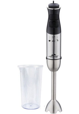 Блендер Monte MT-1918, Black/Inox, 1500W, занурювальний, 2 швидкості з плавним регулюванням, мірна склянка 600 мл з кришкою, 4-пелюстковий ніж із титановим покриттям, ножка з нержавіючої сталі