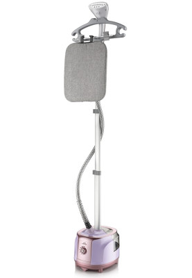 Відпарювач Monte MT-1561, Pink/Purple, 1950W, паровий удар, постійна пара 32 г/хв, об'єм бака для води 2400мл, телескопічна стійка, дошка для прасування, вішалка з кліпсами, термо-рукавичка