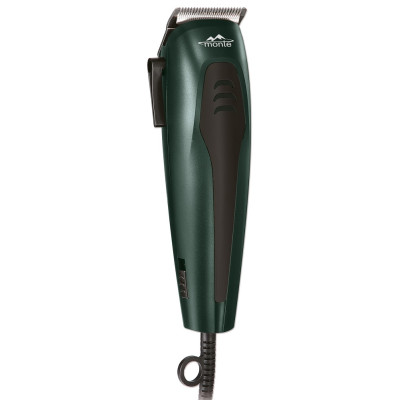 Машинка для стрижки Monte MT-5064 C, Green, 15W, живлення від мережі, 4 насадки (3, 6, 9, 12мм), леза керамічні, в комплекті щіточка для чищення, гребінець, мастило