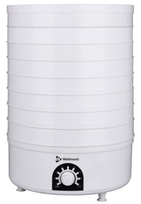Сушарка овочів та фруктів Wellmonti WM-1005, White, 520W, механічне керування, об'єм 27л, 8 піддонів, діаметр 32см, 2 сита для сушіння трав, лоток для пастили, захист від перегріву