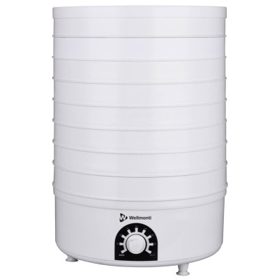 Сушарка овочів та фруктів Wellmonti WM-1005, White, 520W, механічне керування, об'єм 27л, 8 піддонів, діаметр 32см, 2 сита для сушіння трав, лоток для пастили, захист від перегріву
