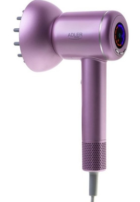 Фен Adler AD-2270P, Pink, 1600W, 3 швидкості, 3 режими, іонізація, дифузор, концентратор захист від перегріву, високопродуктивний BLDC двигун 110000 об/хв