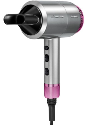 Фен MPM MSW-22, Gray/Pink, 1800W, 2 швидкості, 3 режими, іонізація, концентратор, захист від перегріву