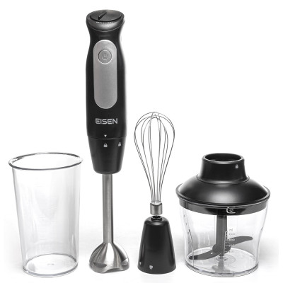 Блендер Eisen EHB-630, Black, 600W, занурювальний, 3 швидкості з плавним регулюванням, подрібнювач 650мл, склянка 800мл, вінчик