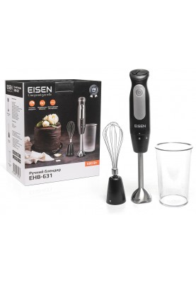 Блендер Eisen EHB-631, Black, 600W, занурювальний, 3 швидкості з плавним регулюванням, склянка 800мл, вінчик