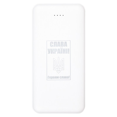 Універсальна мобільна батарея 10000 mAh, PowerPlant TPB21, White, USB / Type-C, LED індикатор рівня заряду