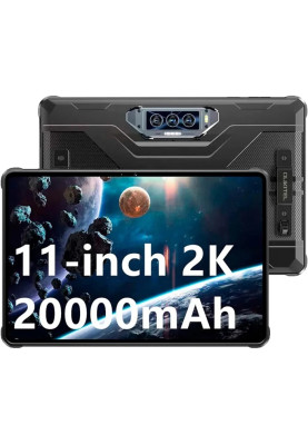 Планшет 11" Oukitel Pad RT8, Black, 1920x1200, IPS, Helio G99, RAM 6Gb, ROM 256GB, MicroSD, GPS, LTE, Wi-Fi, BT, 4 Cam, 20000 mAh, Android 13