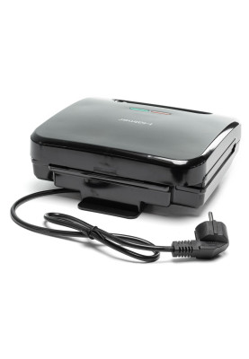 Мультимейкер Holmer HCG-03SM, Black, 800W, 3 панелі: гриль; віденські вафлі, бутерброди, розмір панелей 22,5х12,5см, захист від перегріву, індикатор нагріву