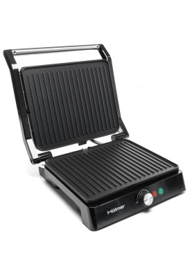 Електрогриль Holmer HCG-221, Black, 2200W, закритий (двосторонній), пластини 26х22см, піддон для жиру, управління механічне
