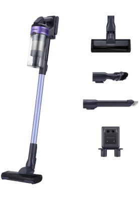 Пилосос Samsung VS15A6031R4/UK, Violet/Black, 410W, акумуляторний, всмоктування 150W, контейнер 0.8 л, сухе прибирання, турбощітка Jet Fit, комбінована насадка, подовжена щілинна насадка