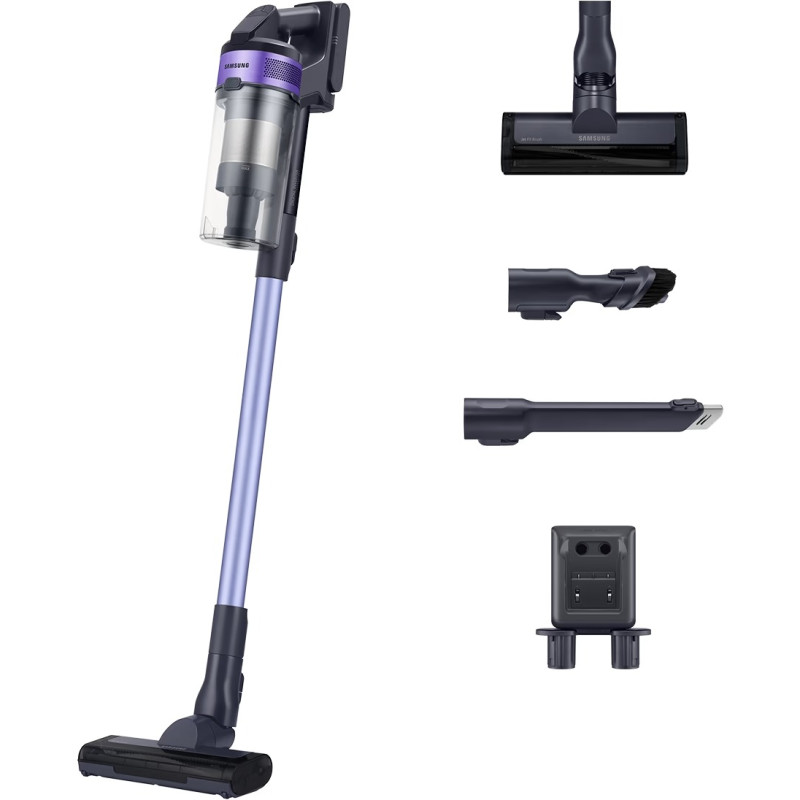 Пилосос Samsung VS15A6031R4/UK, Violet/Black, 410W, акумуляторний, всмоктування 150W, контейнер 0.8 л, сухе прибирання, турбощітка Jet Fit, комбінована насадка, подовжена щілинна насадка