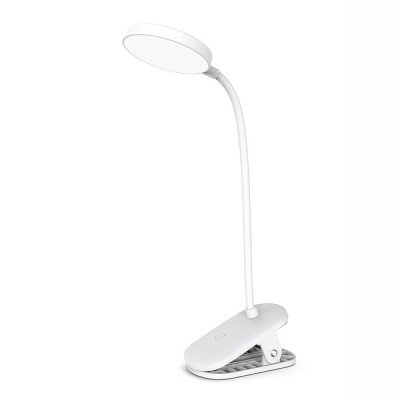 Лампа настільна ColorWay Flexible & Clip, White, 100 Лм, 24 LED, сенсорне керування, 2800K-3200K / 4000K-4500K / 6000K-6500K, microUSB, з вбудованим акумулятором 1800 mAh (CW-DL10FCB-W)