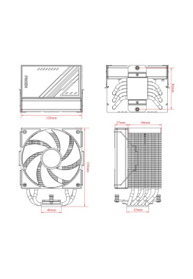 Кулер для процесора ID-Cooling FROZN A610 ARGB, 120 мм, 6 теплових трубок, алюміній/мідь, Intel: 1700, 1200, 1150, 1151, 1155, 1156, AMD: AM4/AM5, 500±200 ~ 2000±10% об/хв, 29.85dB(A) Max, 154х94х120 мм, 4-pin PWM, до 250 Вт