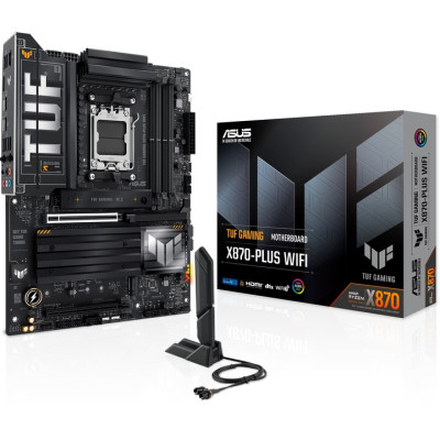 Материнська плата AM5 Asus TUF GAMING X870-PLUS WIFI, X870, 4xDDR5, Int. Realtek 2.5Gb, HDMI/2xType-C, ATX