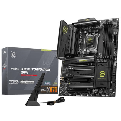Материнська плата AM5 MSI MAG X870 TOMAHAWK WIFI, X870, 4xDDR5, Int.Video (CPU), 4xSATA3, 4xM.2, 1xPCI-E 5.0 x16, 1xPCI-E 4.0 x16, 1xPCI-E 3.0 x16, ALC4080, WiFi 7, Bluetooth 5.4, Realtek 8126 5G, HDMI/2xType-C, ATX