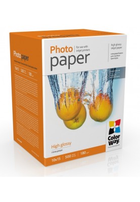 Фотопапір ColorWay, глянсовий, A6 (10x15), 180 г/м², 500 арк (PG1805004R)