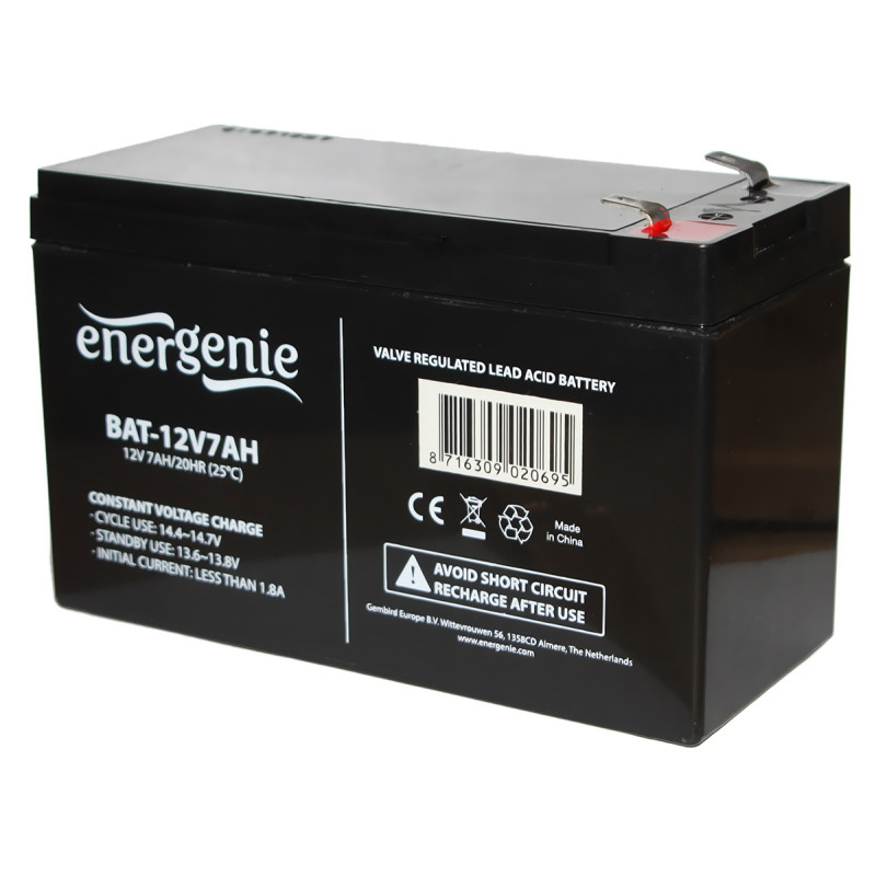 Батарея для ДБЖ 12В 7Ач EnerGenie 64x94x150 (ШхВхД) BAT-12V7AH