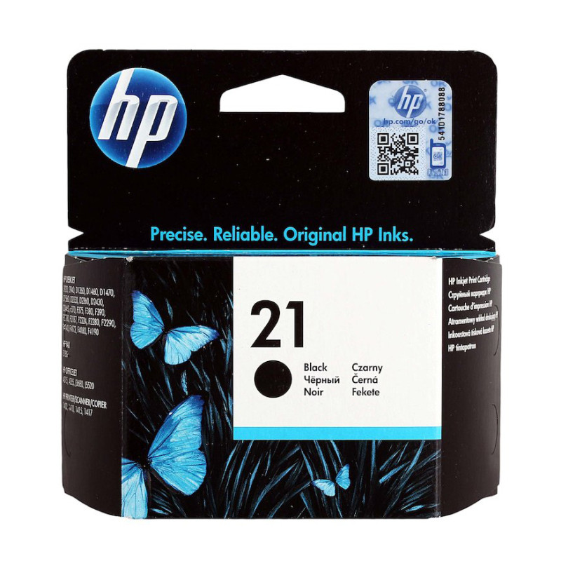 Картридж HP №21 (C9351AE), Black, Deskjet 3920/3940, D1360/D1460/D2330/D2360/D2460, F380/F4180, 150 стор / 5 мл