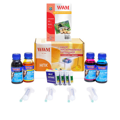 НПК WWM Epson Stylus C91, CX4300, T26/27, TX106/109/117/119, з чіпами, 4x100 мл чорнила ELECTRA (RC.T092NU)