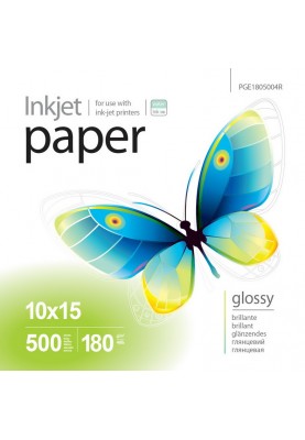 Фотопапір PrintPro, глянсовий, A6 (10x15), 180 г/м², 500 арк (PGE1805004R)