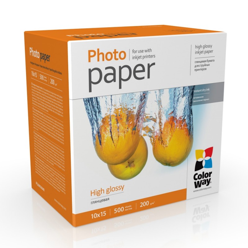 Фотопапір ColorWay, глянсовий, A6 (10х15), 200 г/м², 500 арк (PG2005004R)