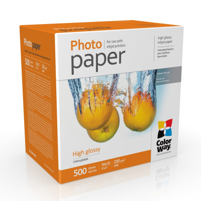 Фотопапір ColorWay, глянсовий, A6 (10х15), 230 г/м², 500 арк (PG2305004R)