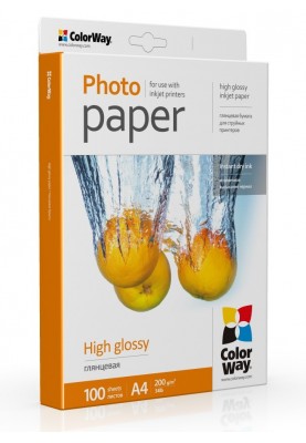 Фотопапір ColorWay, глянсовий, A4, 200 г/м², 100 арк (PG200100A4)