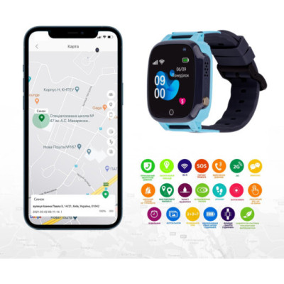 Smart Watch AmiGo GO008 MILKY GPS Wi-Fi Blue UA UCRF