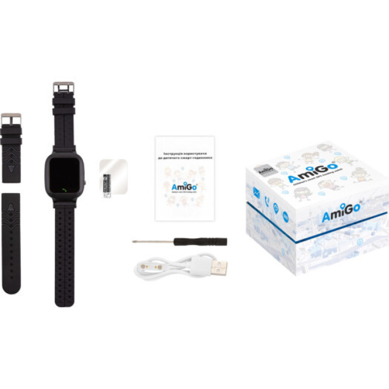 Smart Watch AmiGo GO004 Splashproof Camera+Led Black UA UCRF