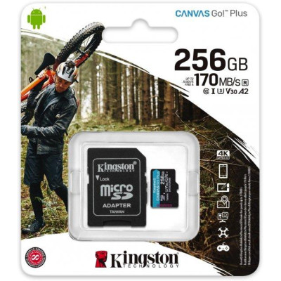 Micro SD 256GB/10 class 170Mb/s V30 A2 Kingston SDCG3/256GB