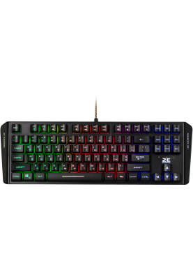 Клавіатура мембранна 2E GAMING KG355 87key, USB-A, EN/UA/RU, LED, чорний (2E-KG355UBK)