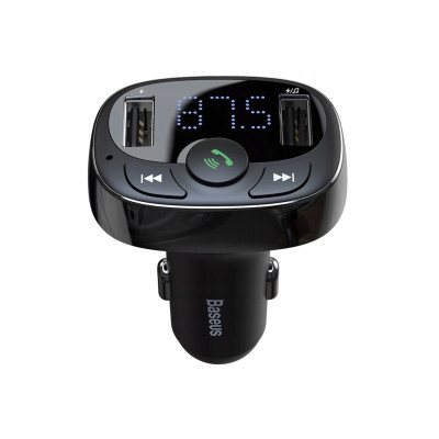 FM-модулятор/дисплей Baseus 2USB S-09A T-Typed black (CCMT000001)