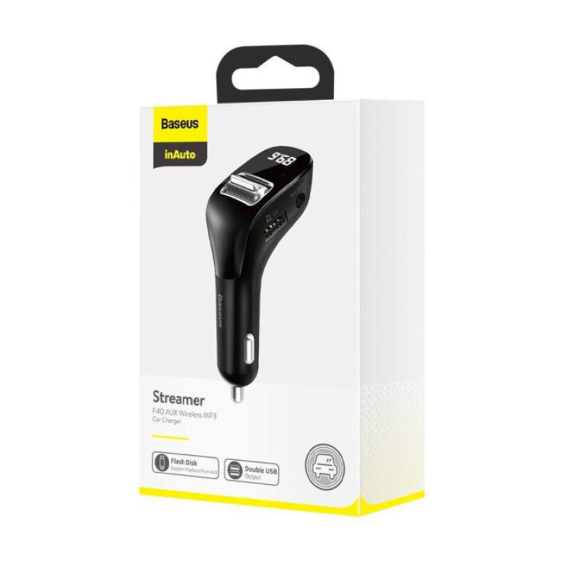 FM-модулятор Baseus Streamer F40 Bluetooth FM Launcher 15W 2 USB (CCF40-01)
