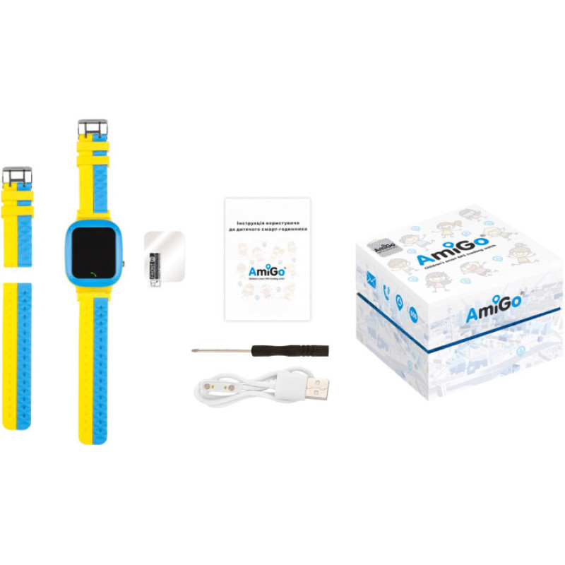 Smart Watch AmiGo GO004 Splashproof Camera+Led Blue/yellow UA UCRF