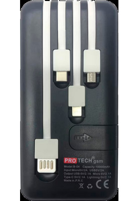 Power Bank Protech B-04 10000mAh 10W 4 in 1 Black